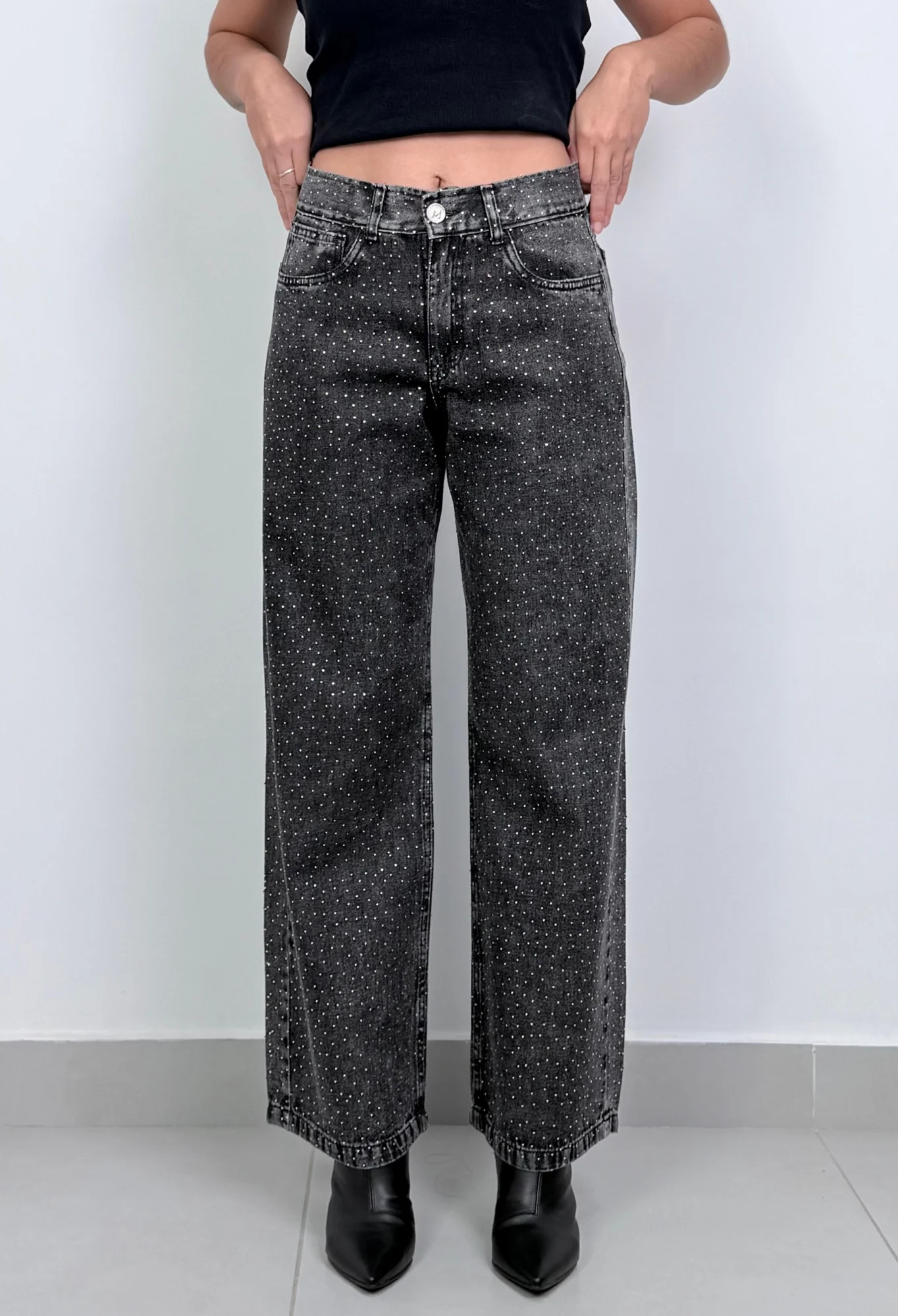 MIL734 PANTALON BRILLO ENTERO WIDE RIGIDO
