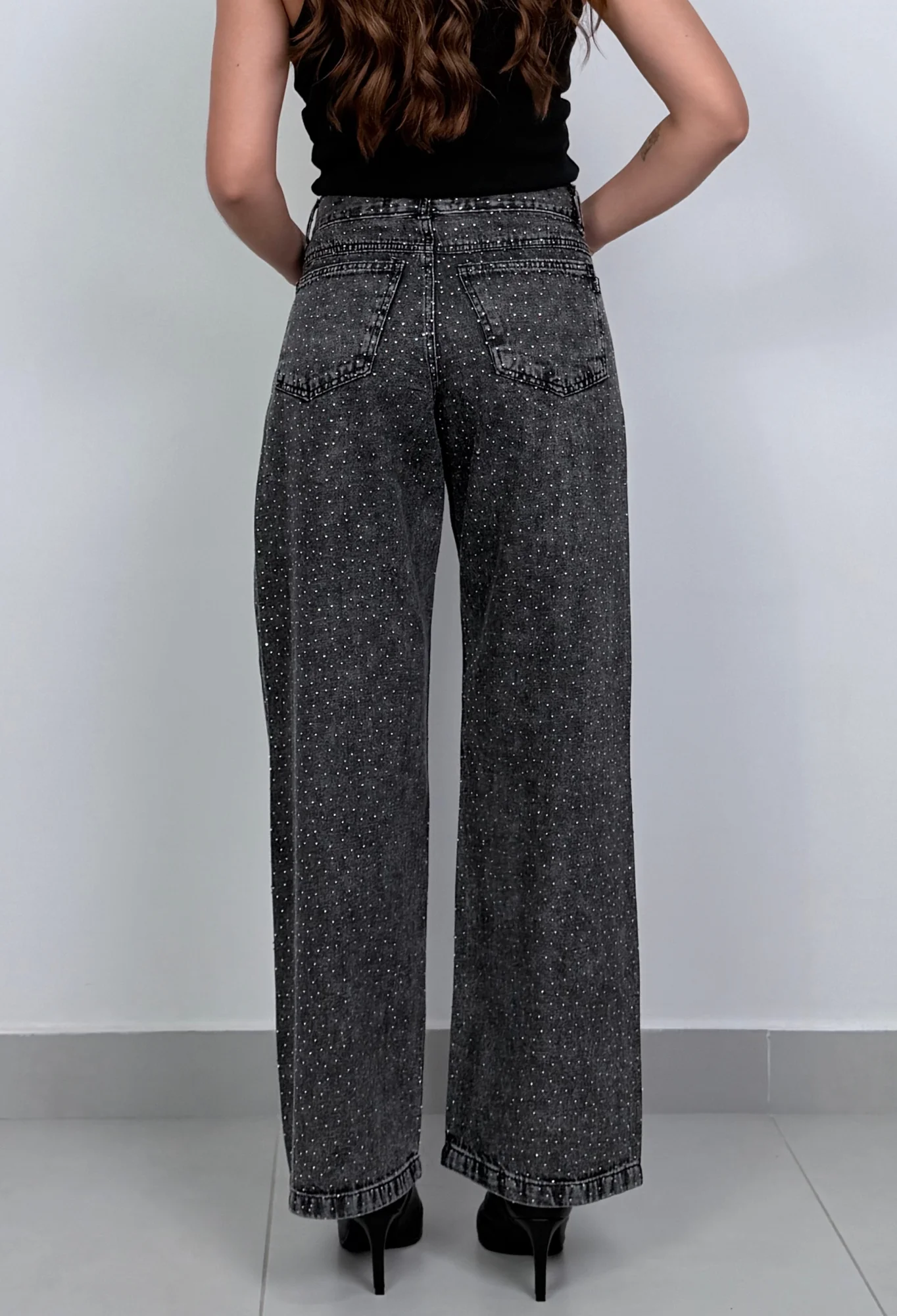 MIL734 PANTALON BRILLO ENTERO WIDE RIGIDO — vista 3
