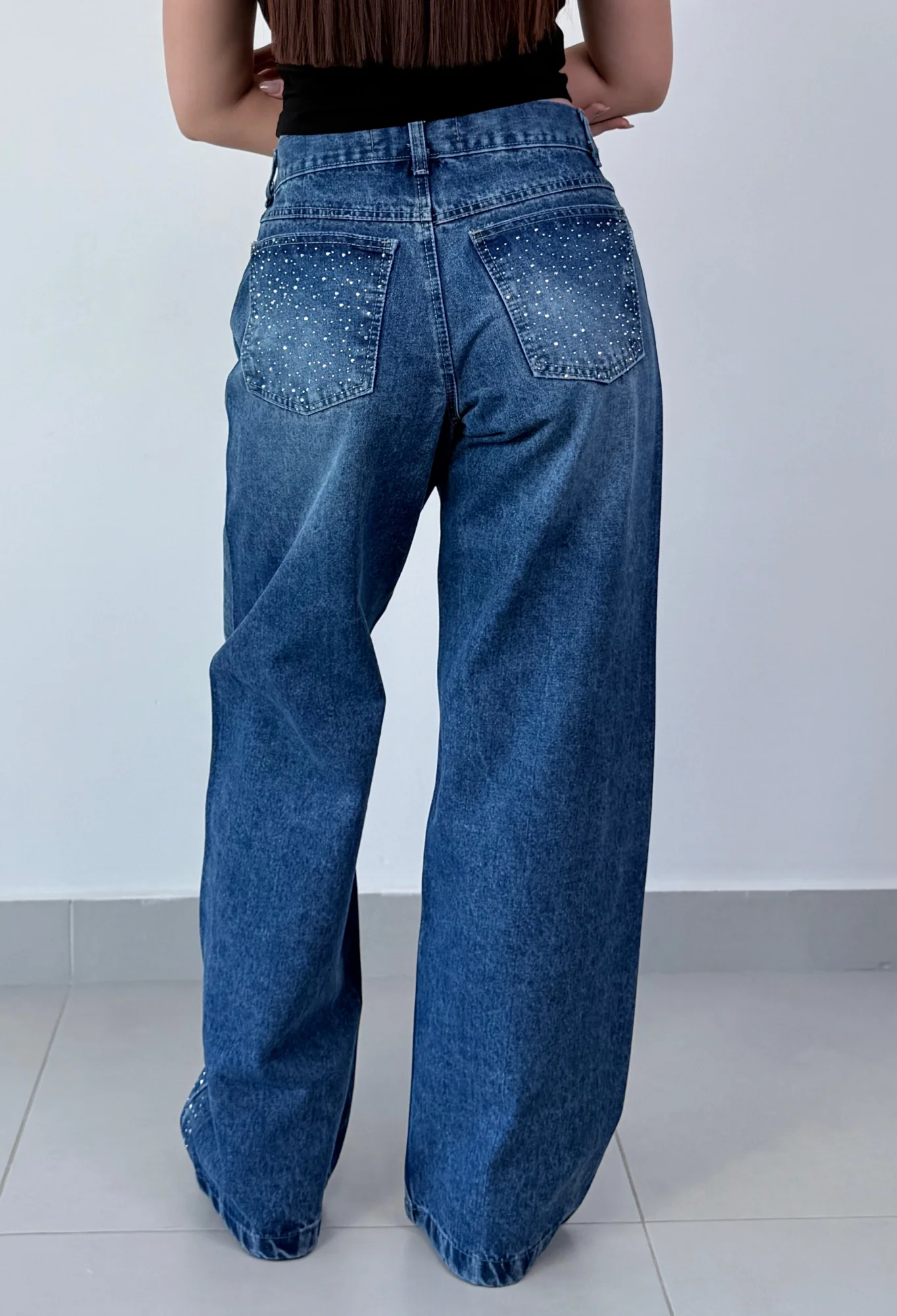 MIL728 PANTALON STRASS DELANTERO WIDE RIGIDO — vista 3