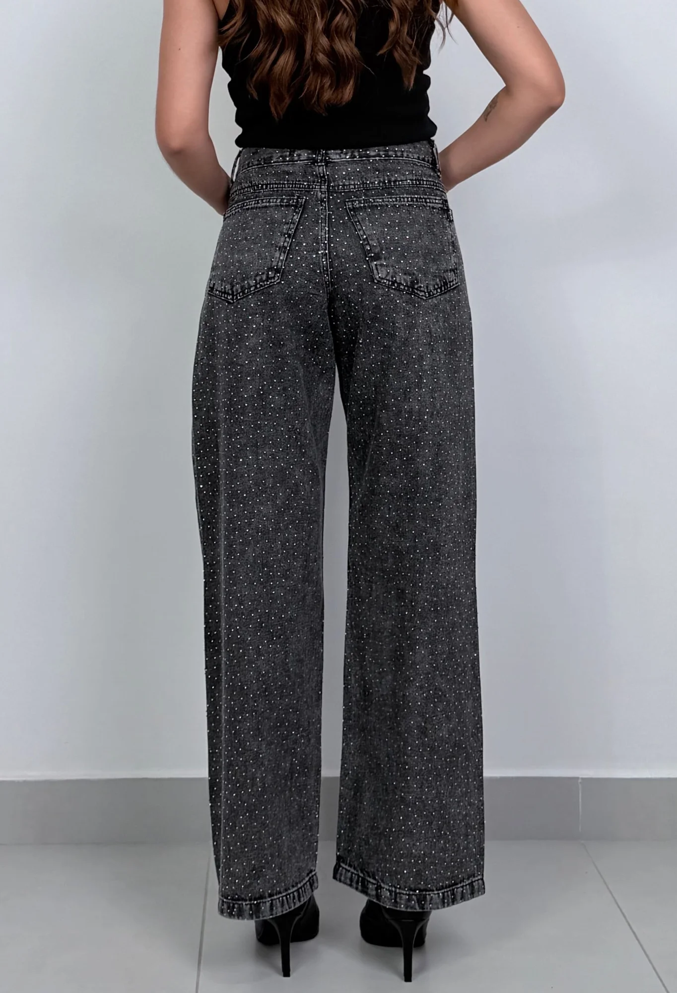 MIL734 - PANTALON RIGIDO BAGGY STRASS COMPLETO — vista 3