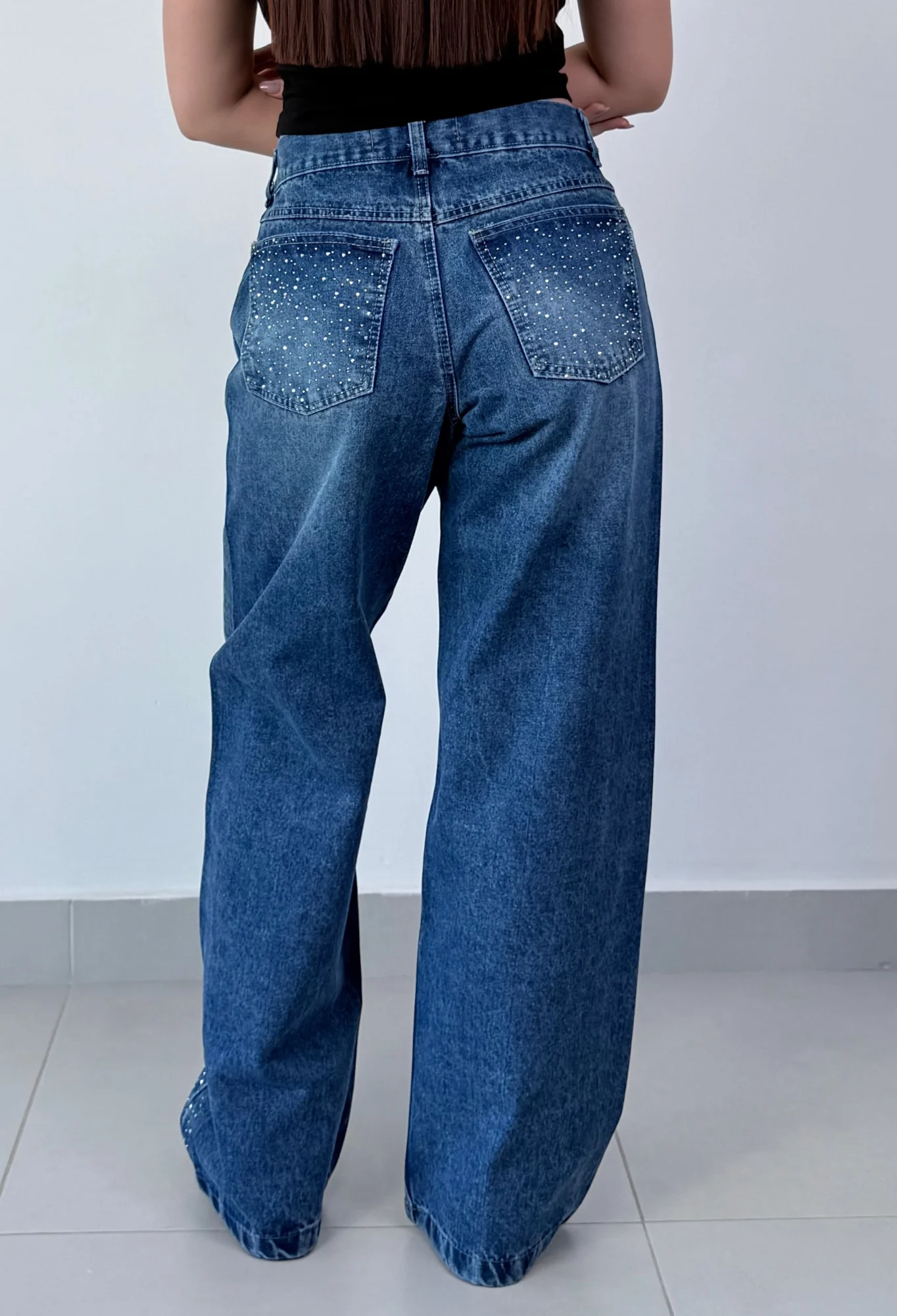 MIL728 - PANTALON RIGIDO STRASS BAGGY — vista 3