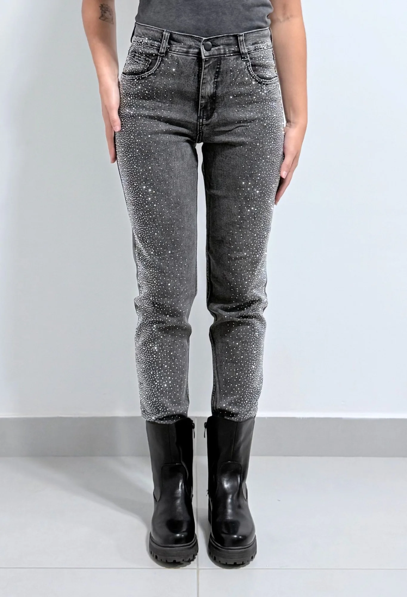 MIL564 - PANTALON STRASS SKINNY ELASTIZADO