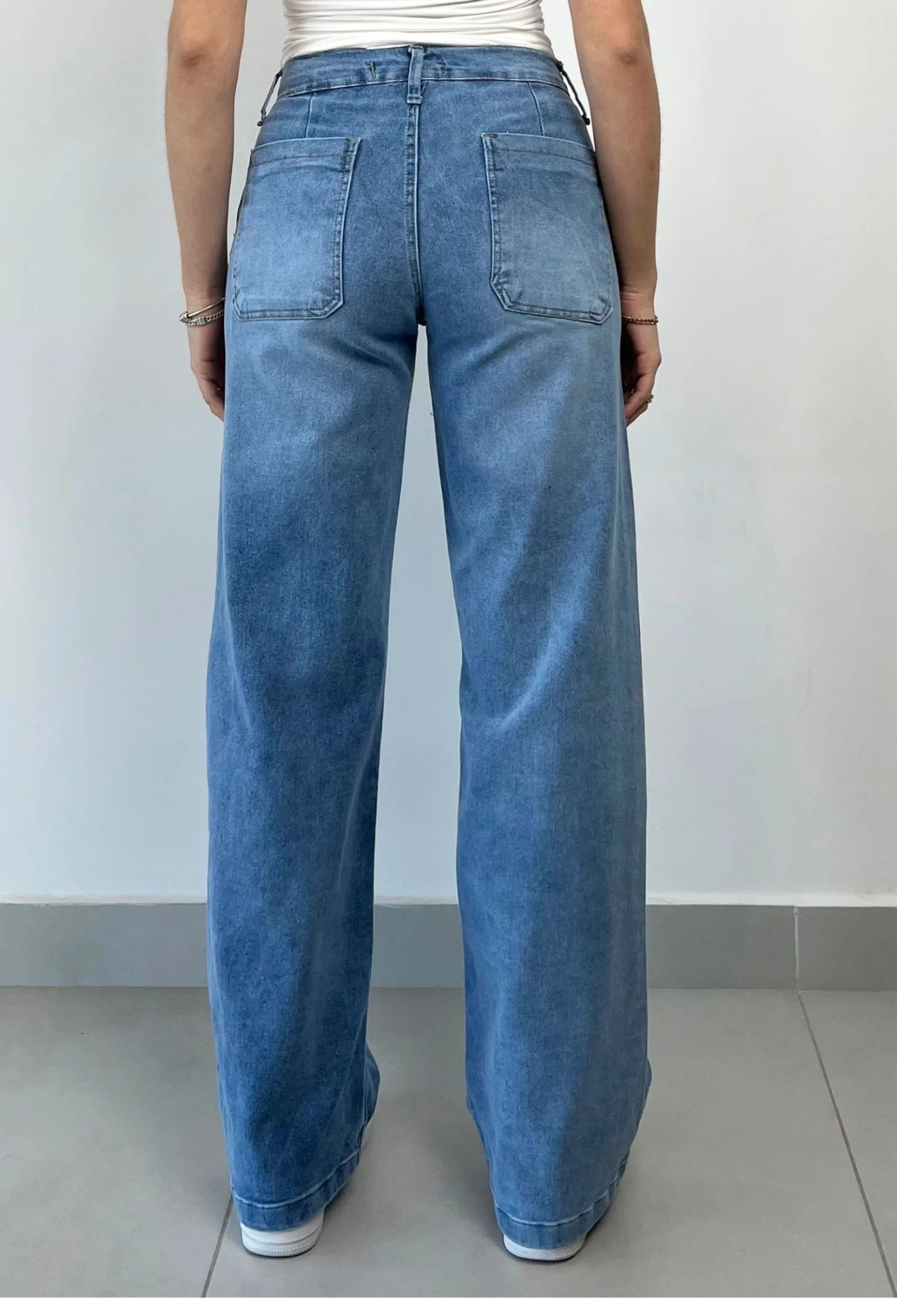 MIL539 - PANTALON WIDE CON BIGOTE ELASTIZADO — vista 3