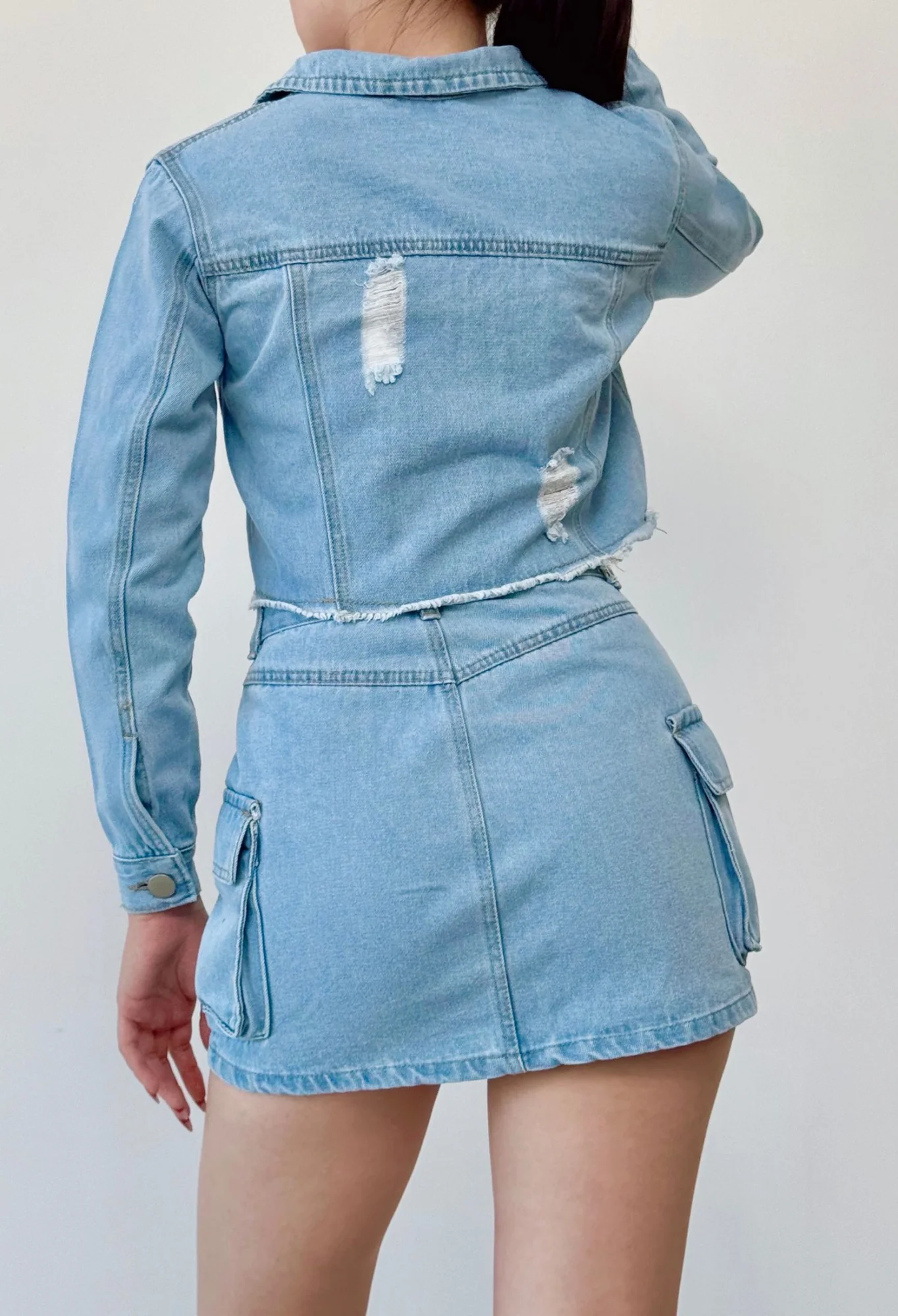 MIL713 - POLLERA MINI CARGO RIGIDO — vista 3