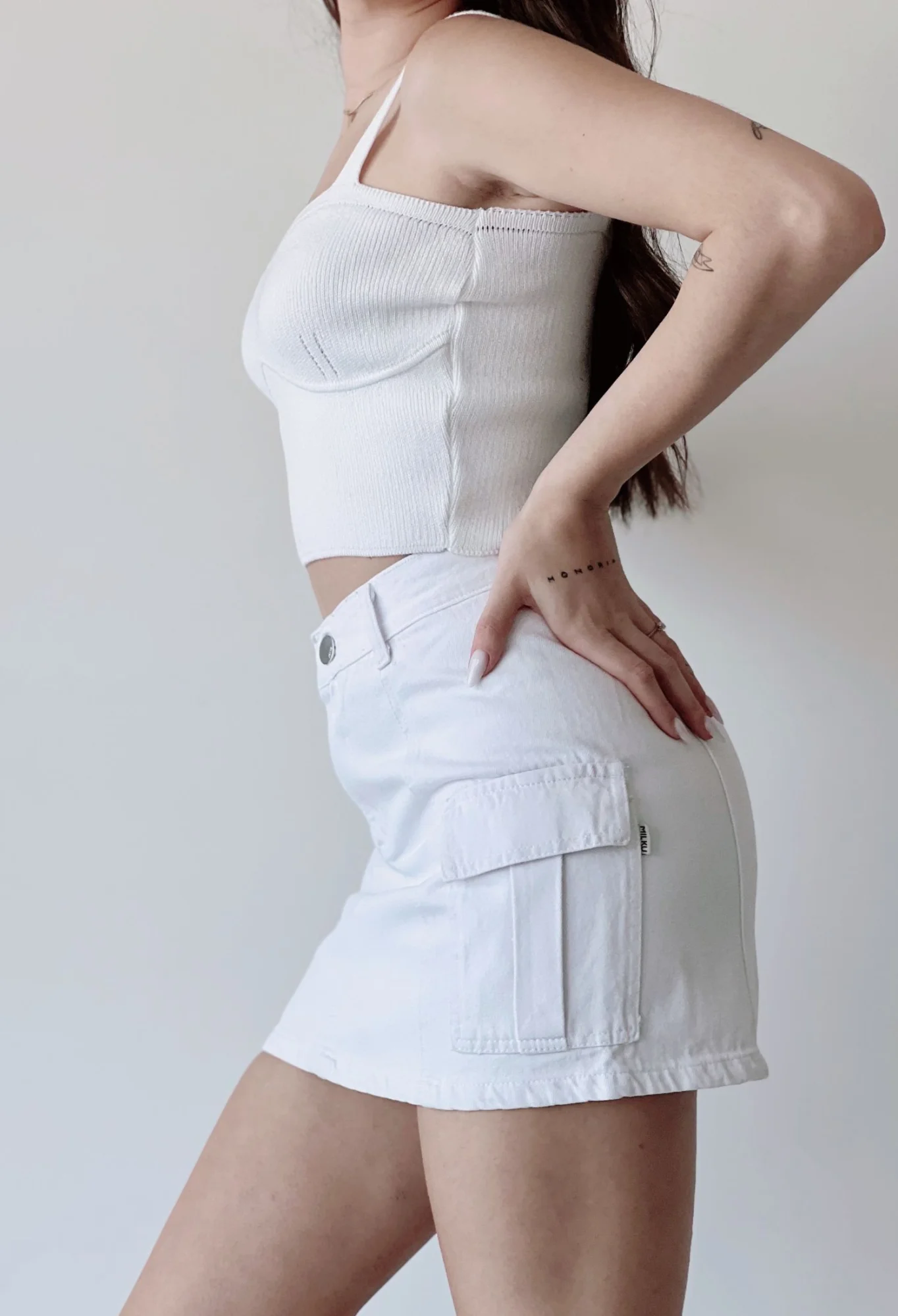 MIL487 - POLLERA MINI RIGIDO CARGO — vista 5
