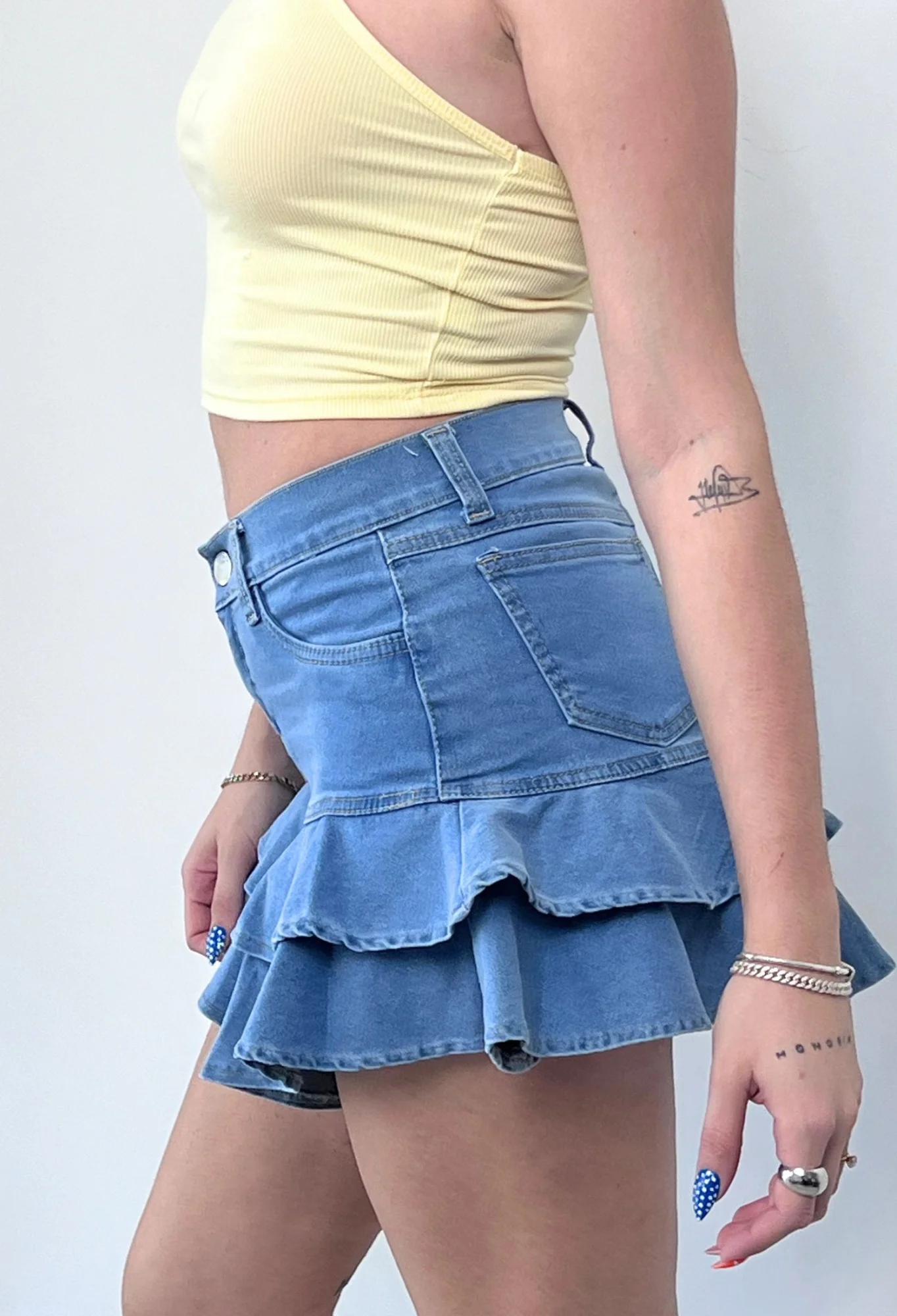 MIL545 - SHORT POLLERA VOLADO ELASTIZADO — vista 3